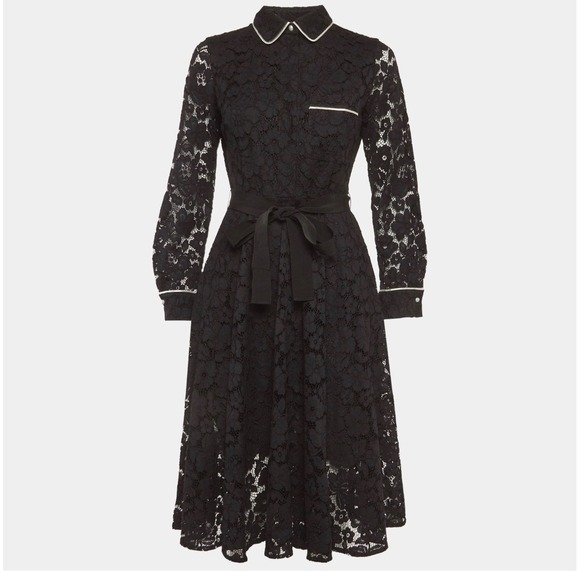 CH Carolina Herrera Dresses & Skirts - CH Carolina Herrera Floral Lace Peter Pan Collar Dress Women 10 Black Luxury